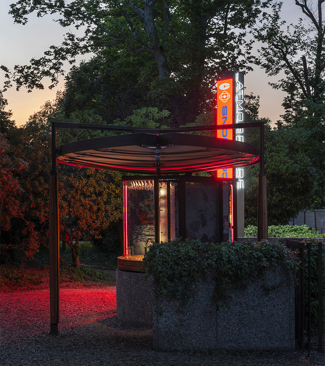 Historic Ticket Office designed by Carlo Scarpa positioned at the entrance of the Venice Biennale.