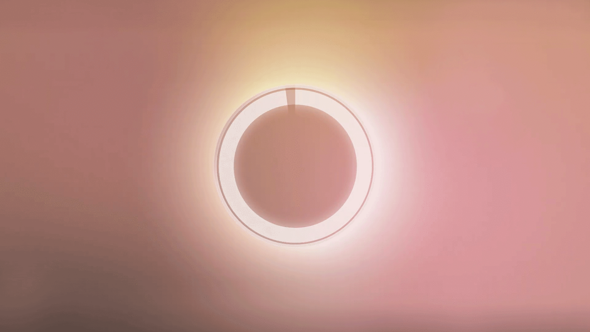 Circular light interface with play button in the center.
