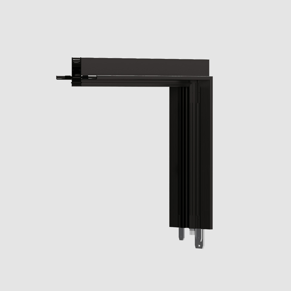 A.24 - Recessed Magnetic Track - 90° Angle (on perpendicular planes) - Black