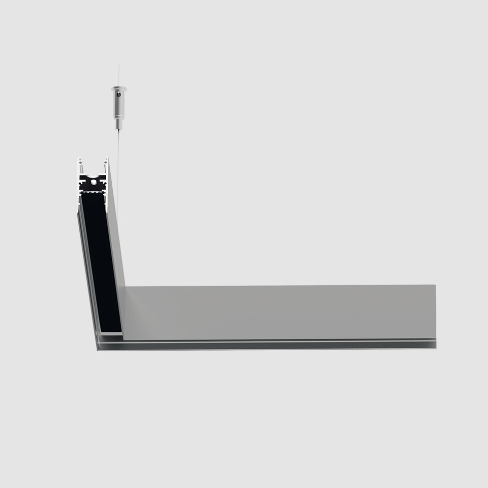 A.24 - Suspension Magnetic Track - 90° Angle (on same plane) - Brushed Silver