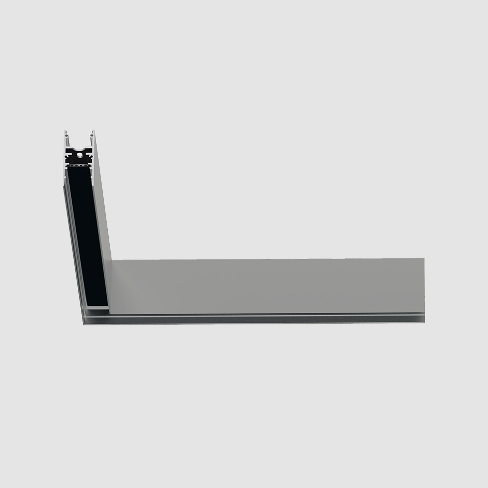 A.24 - Ceiling Magnetic Track - 90° Angle (on same plane) - Brushed Silver