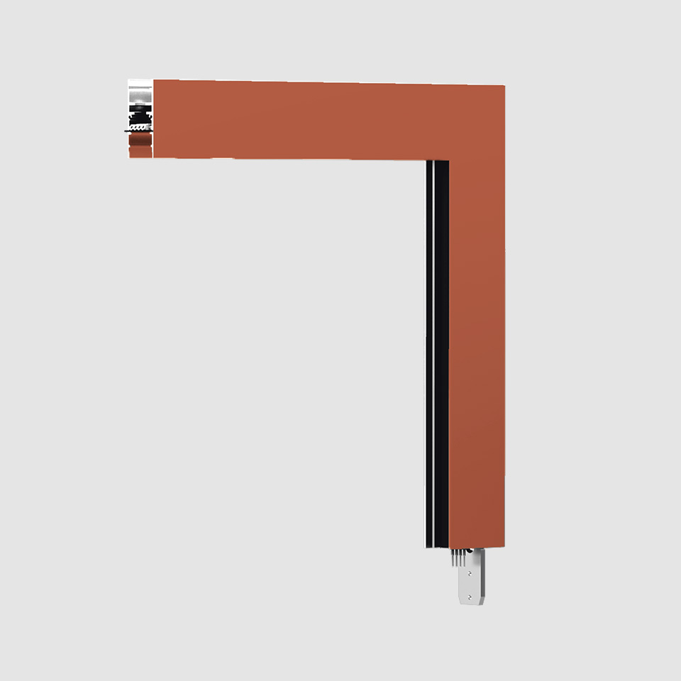 A.24 - Ceiling Magnetic Track - 90° Angle (on perpendicular planes) - Brushed Copper