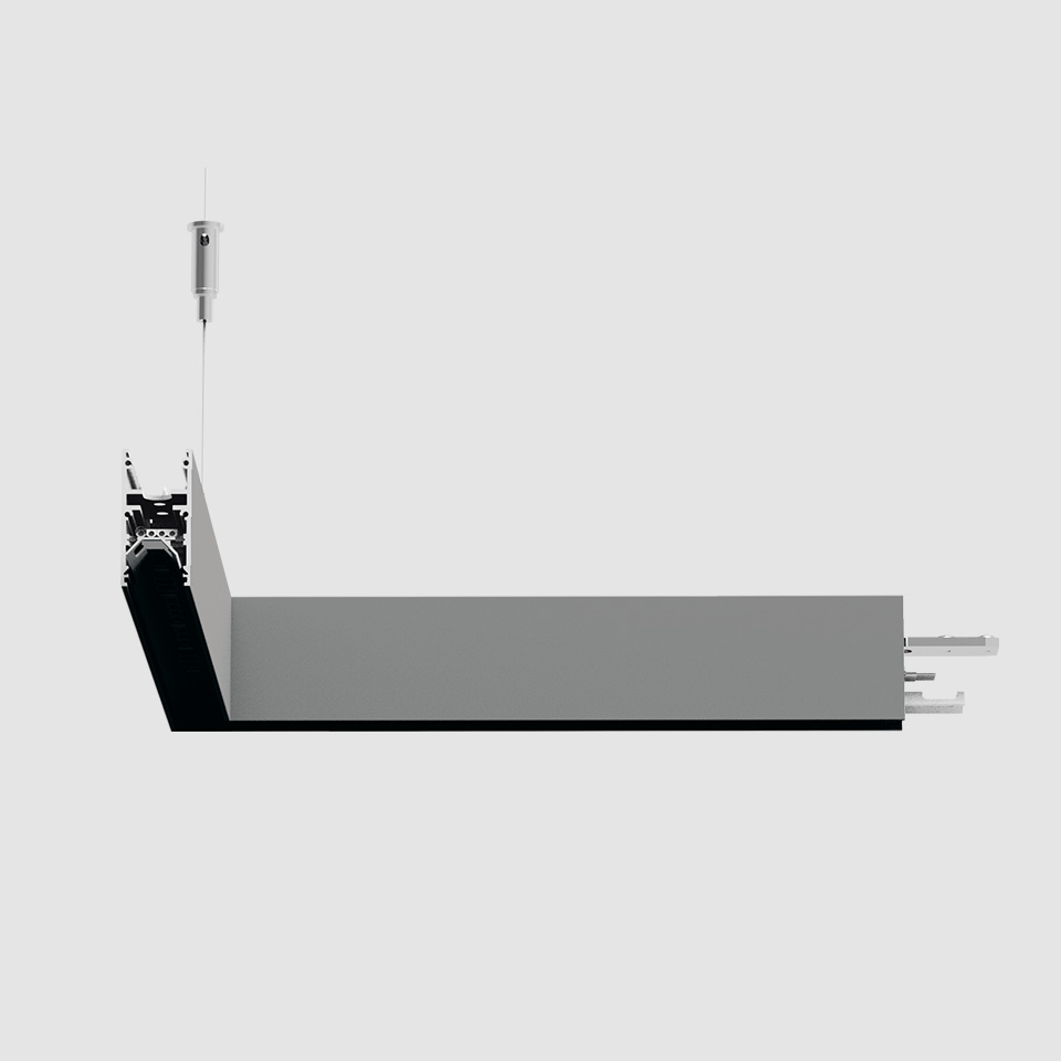 A.24 - Suspension Diffused Emission - 90° Angle (same plane) - Direct Emission - 2700K - Brushed Silver