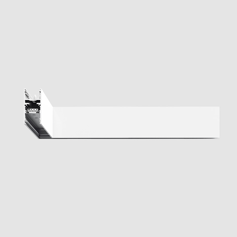 Artemide A.24 Emissione Sharping recessed linear LED fixture in white, shown in profile with visible internal components