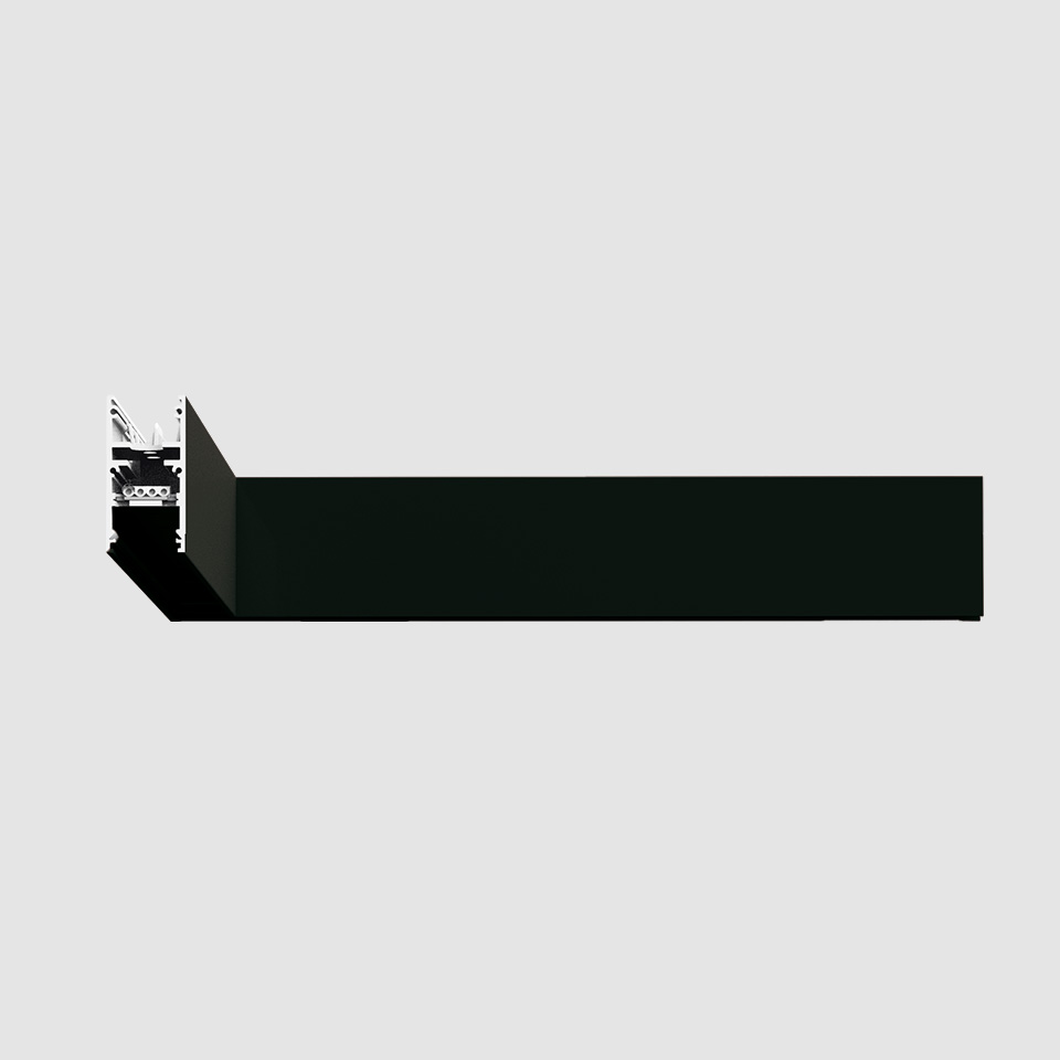 Artemide A.24 Emissione Sharping: black rectangular recessed linear LED lighting fixture shown in side profile view