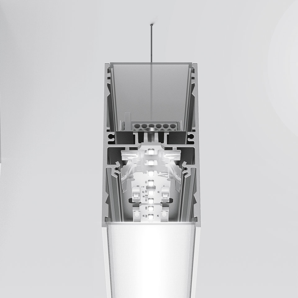 A.39 Suspension/Ceiling - Structural Module 1184mm - Direct Emission - White Integralis - DALI - Black
