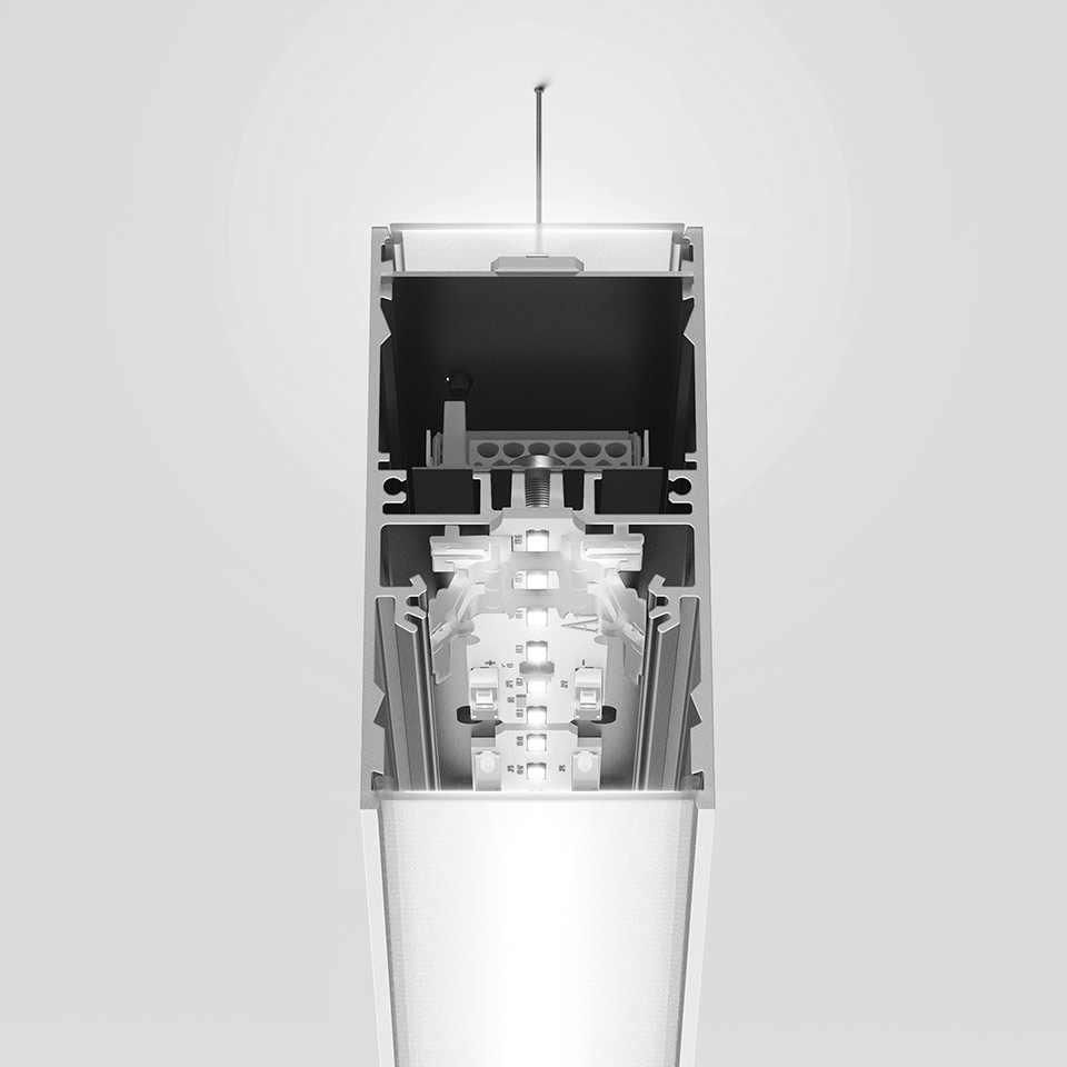 A.39 Suspension - Structural Module 1184mm - Direct + Indirect Emission - White Integralis - DALI - Black