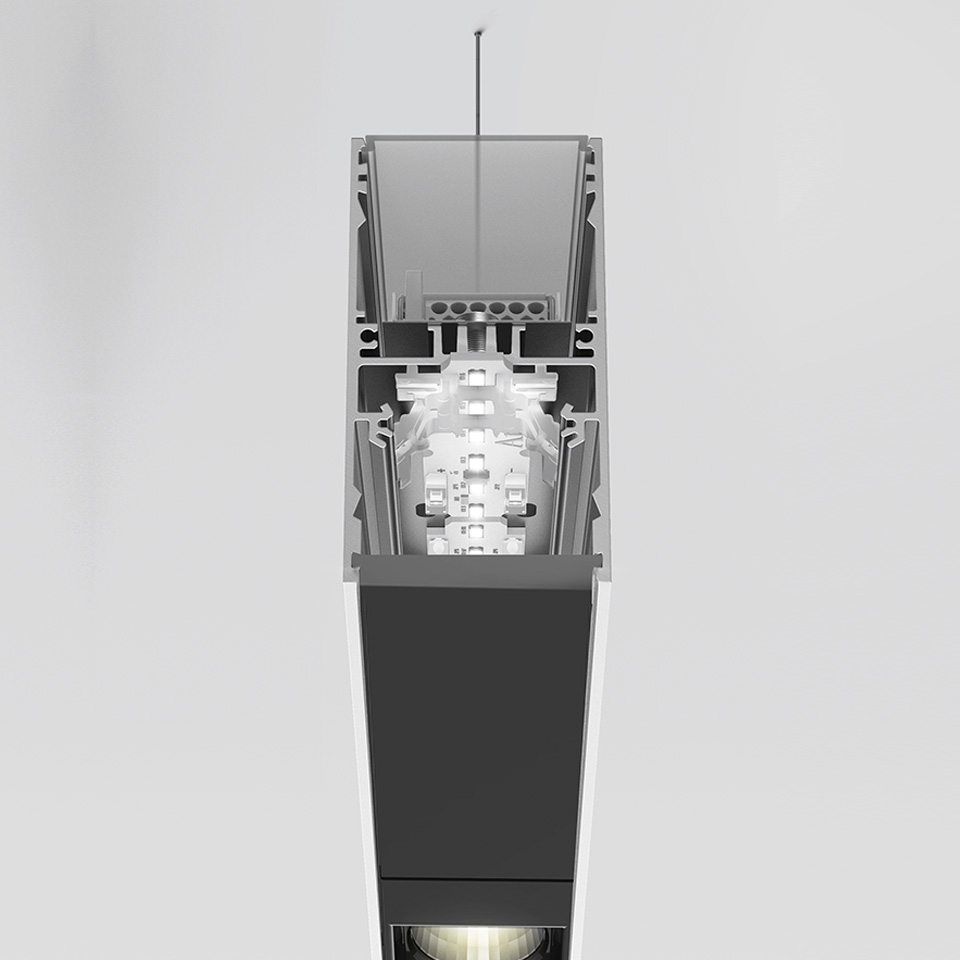 A.39 Suspension/Ceiling - Direct Emission - 2368mm - 36° - 4000K - Undimmable - 6x4 Optics - Black - 2