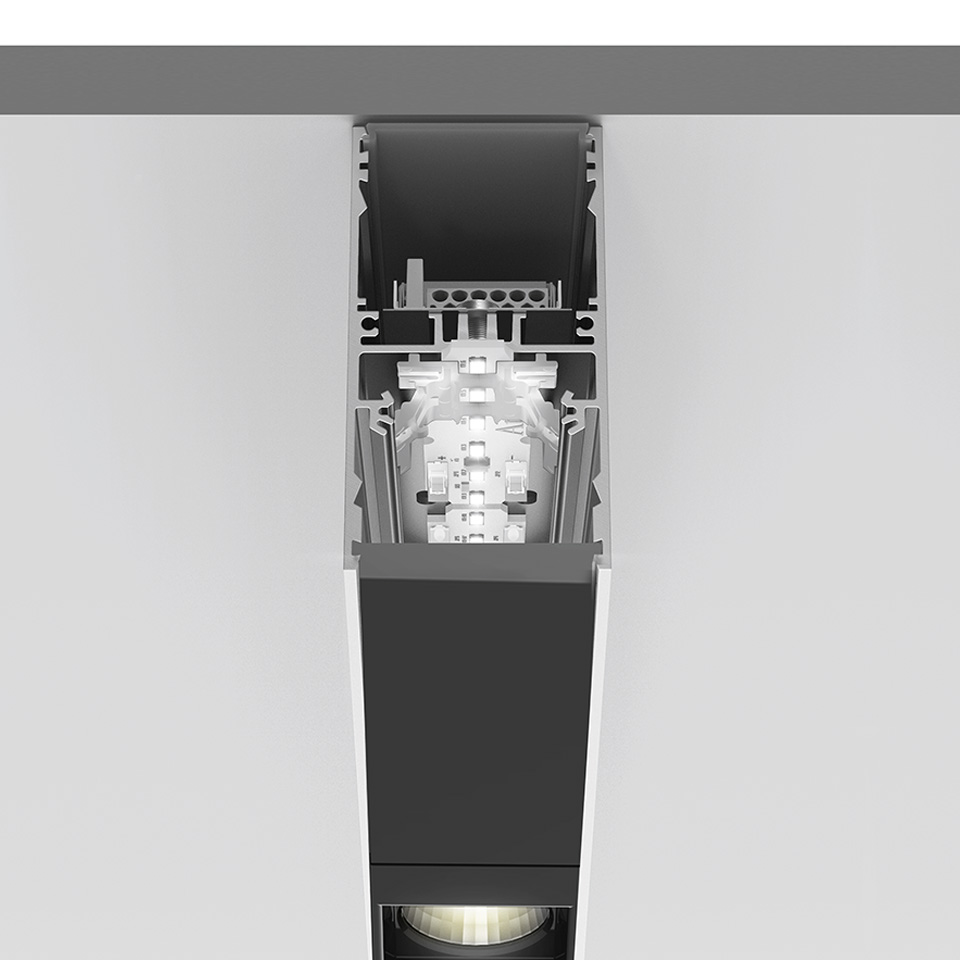 A.39 Suspension/Ceiling - Direct Emission - 1184mm - 20° - 3000K - Dimmable DALI - 2x4 Optics - Black