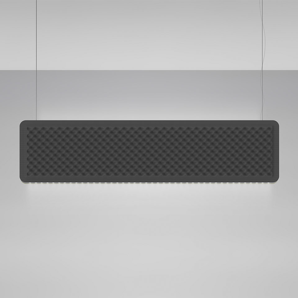 Eggboard Baffle - 1600x400 - Suspension - Direct Sharp + Indirect Diffused - 3000K - Dimmable DALI - Grey