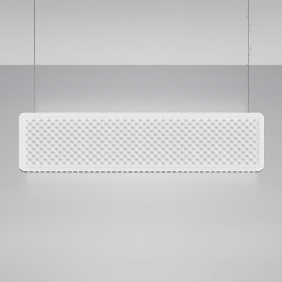 Eggboard Baffle - 1600x400 - Suspension - Direct Sharp + Indirect Diffused - 3000K - Dimmable DALI - White Cream