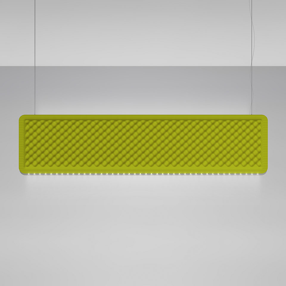 Eggboard Baffle - 1600x400 - Suspension - Direct Sharp + Indirect Diffused - 3000K - Dimmable DALI - Green