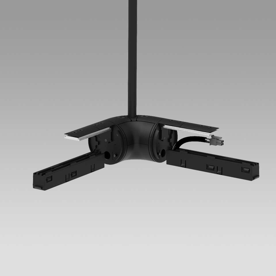 Gople System - Track - 90° Angle with electrical connection - Black