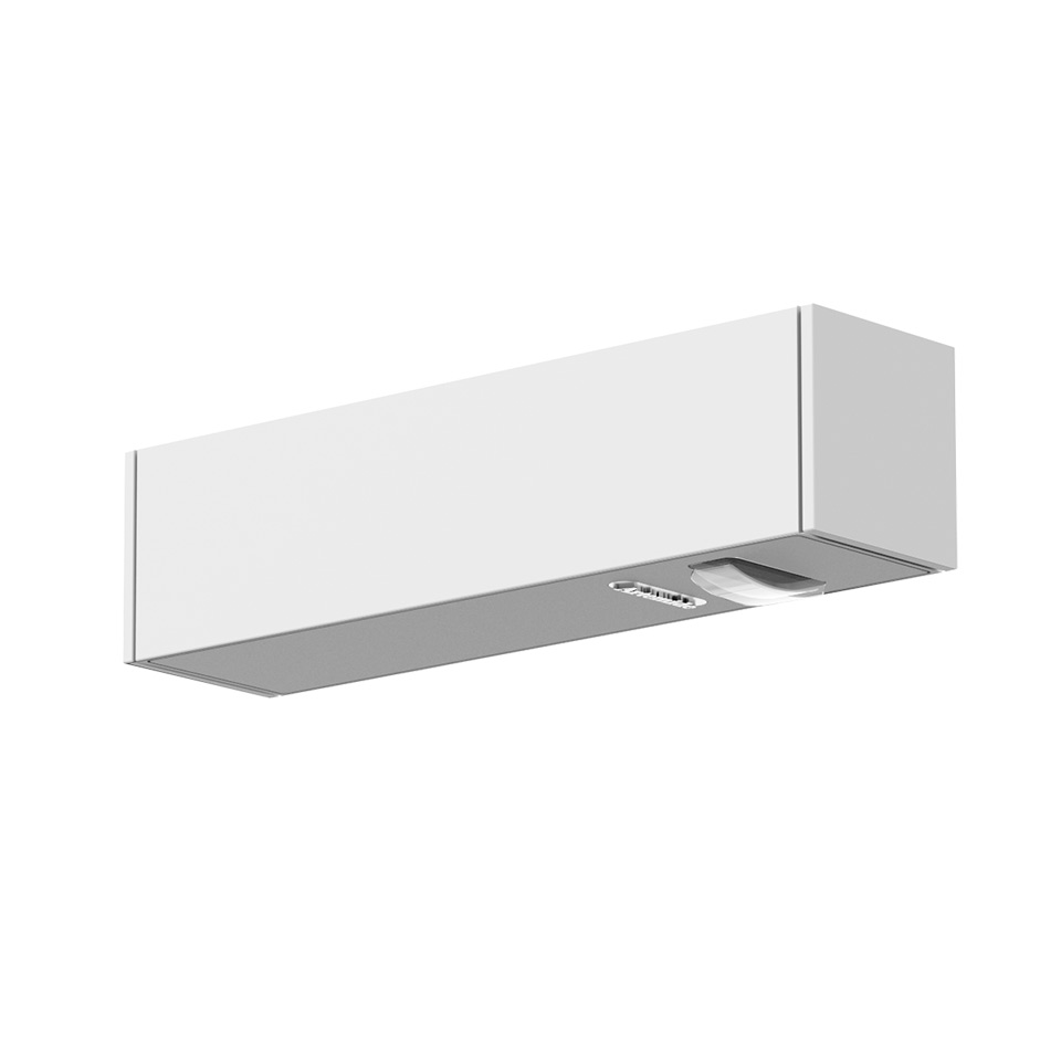 Artemide Walking wall light, rectangular white body with downward LED strip and integrated motion sensor, for outdoor use