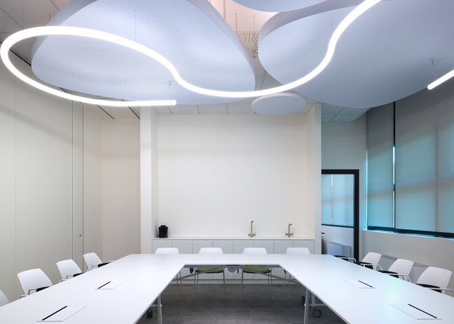 Image of Alphabet of Light System inside a meeting room.