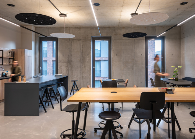 Image of work tables illuminated by Silent Fields 2.0.