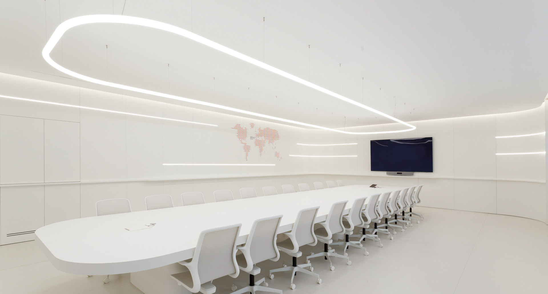 Image of Alphabet of Light System inside a meeting room.