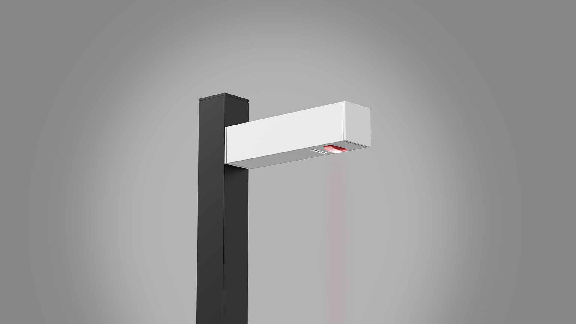 Technical cross-section diagram of Walking Palo outdoor lighting layout showing asymmetric and rotosymmetric emission poles along a pedestrian path
